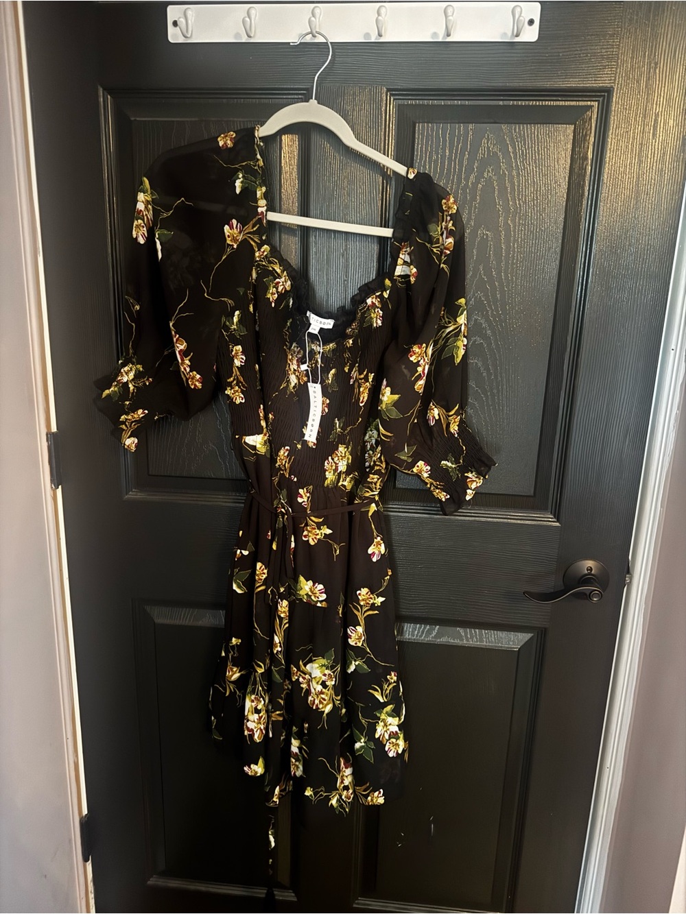 Baltic Born Alzlyn Smock Short Dress in Night Bloom Floral
